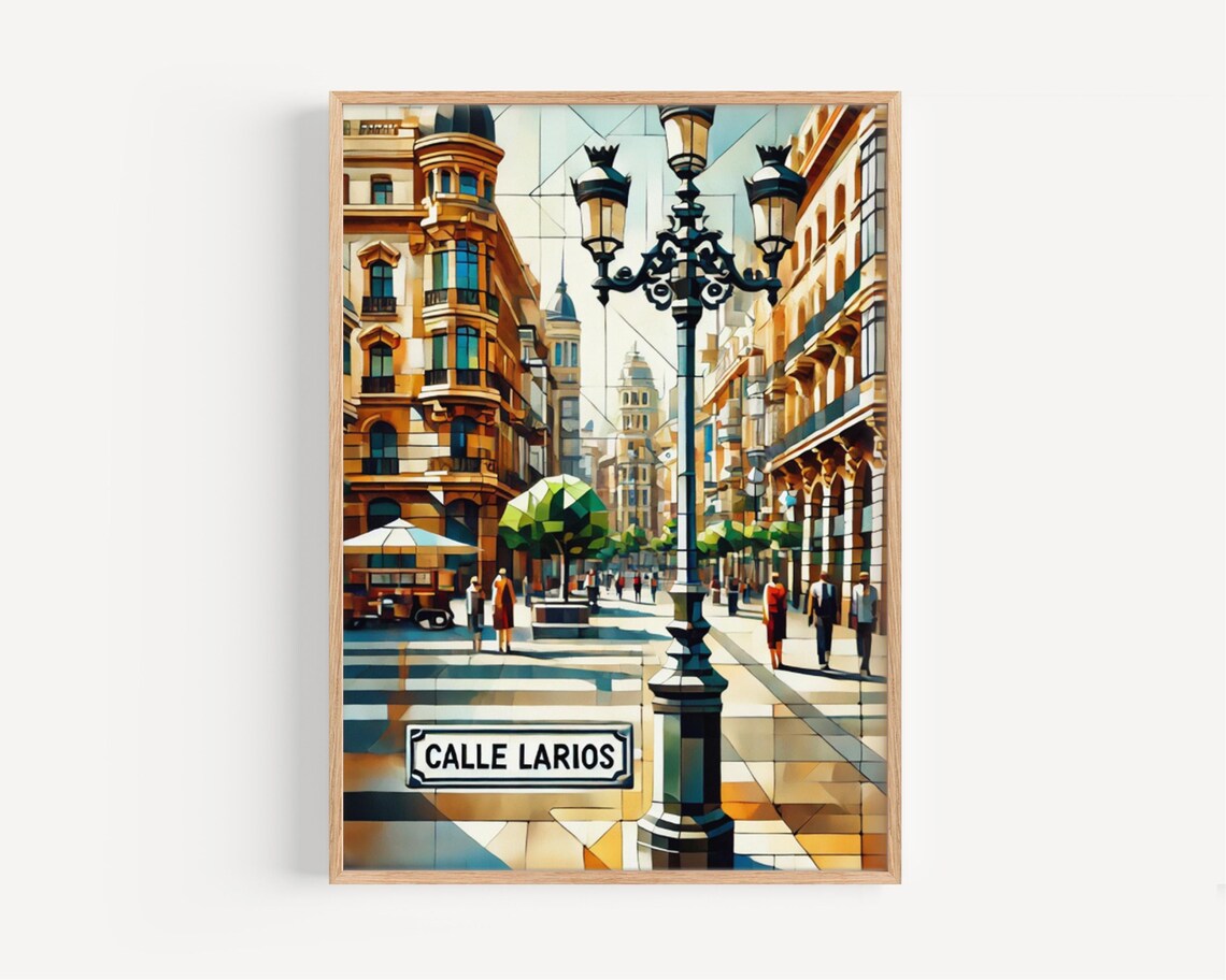 Calle Larios Malaga Spain Geometric Cubist Street Scene Art Poster
