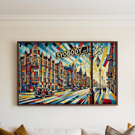Svobody Avenue Lviv Ukraine Cubist Street Art Colorful Cityscape Poster