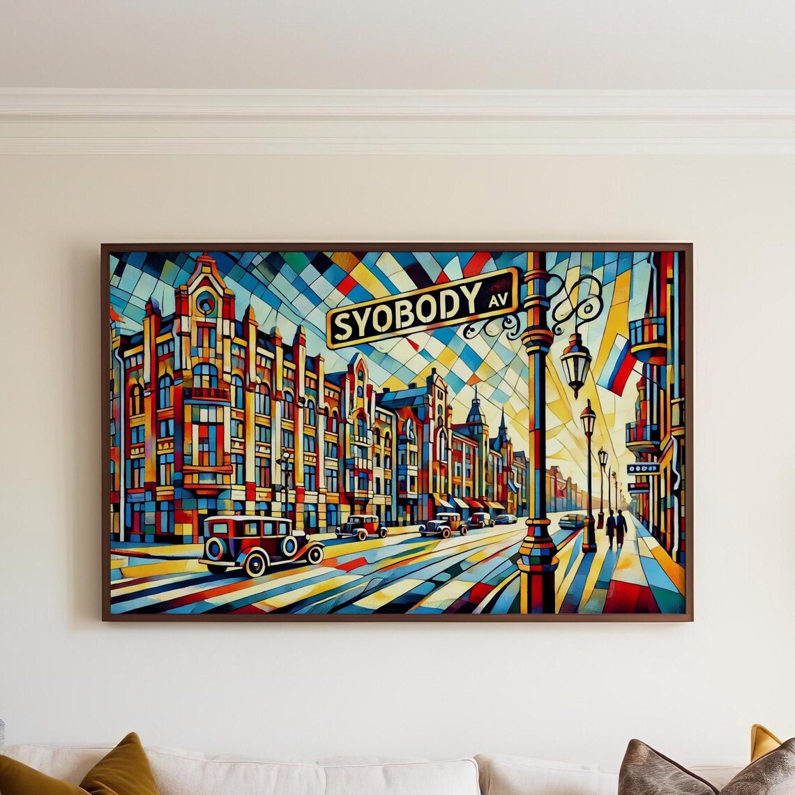Svobody Avenue Lviv Ukraine Cubist Street Art Colorful Cityscape Poster