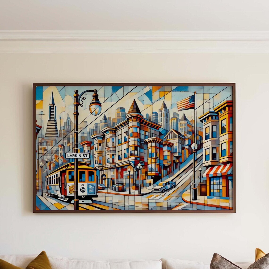 Larkin Street San Francisco Cable Car Cityscape Art Mosaic Poster