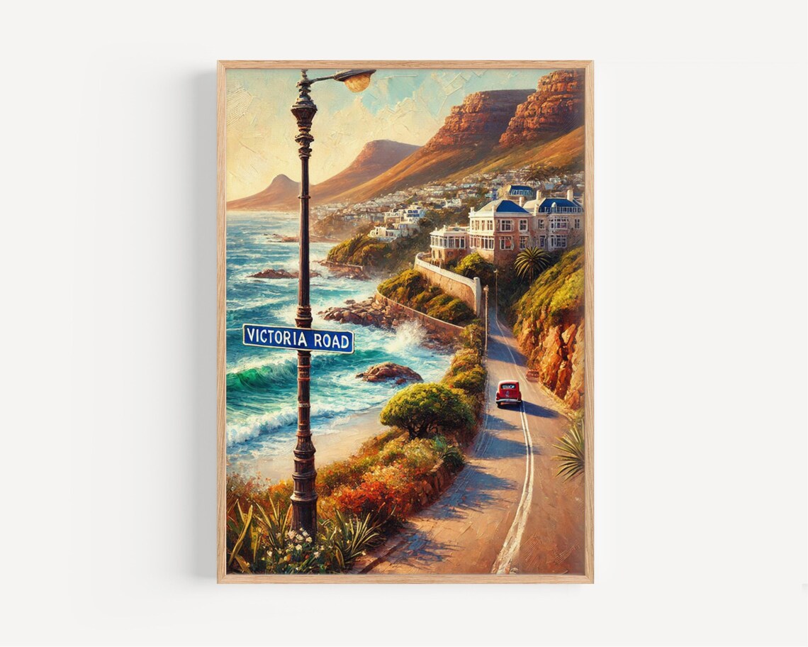 Victoria Road Wall Art Cape Town Print South Africa Travel Poster Coastal Scene Scenic Route Gift For Travelers Home Dcor