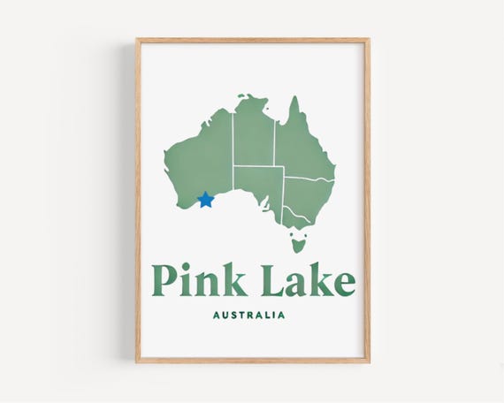 Australia Pink Lake Wall Art Print Travel Home Decor College Dorm Housewarming Gift Unique Artwork