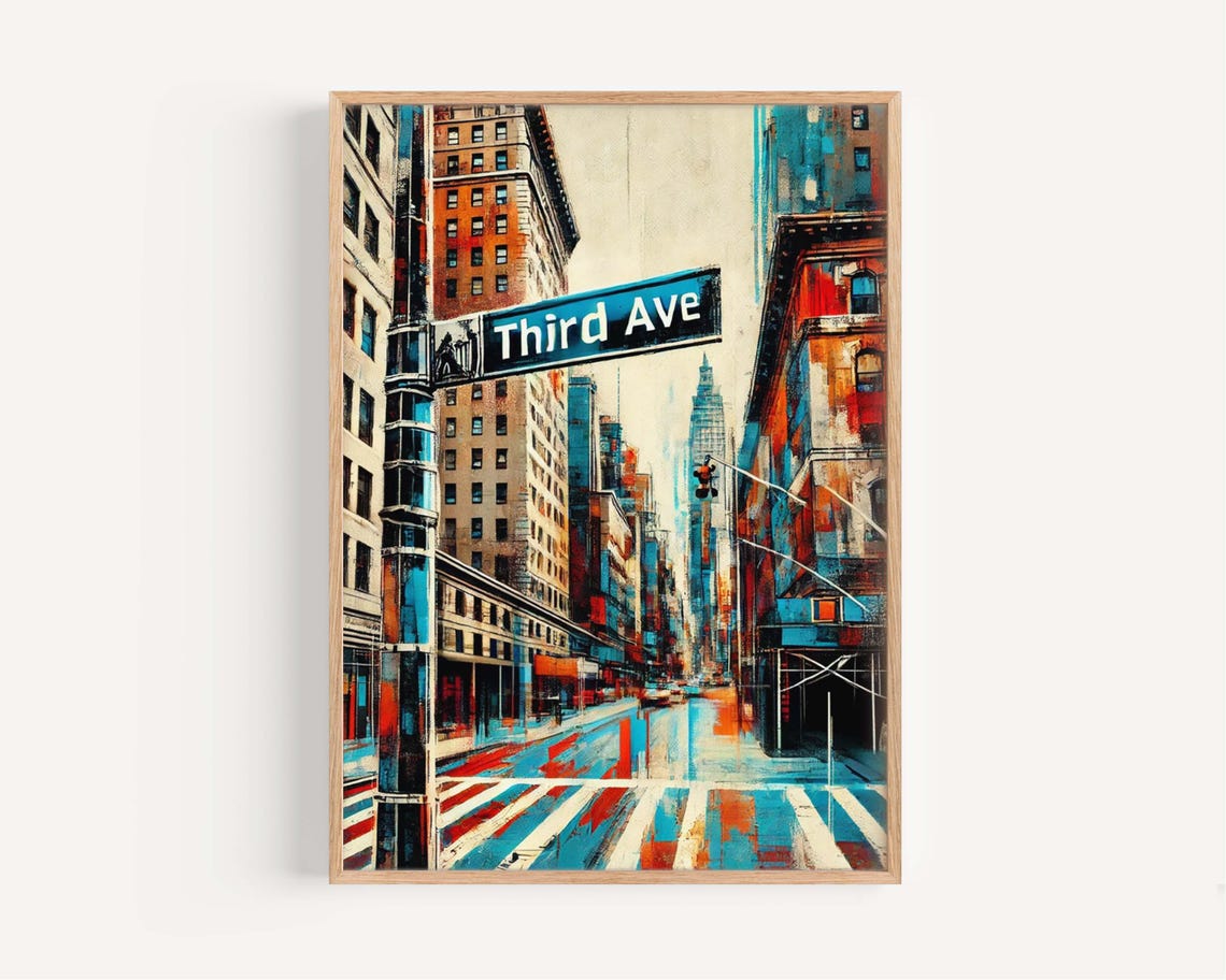 Third Ave Manhattan Crosswalk City Lights NYC Street Sign Poster