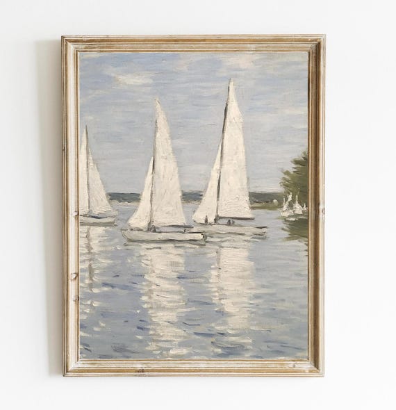 Antique Sailboat Vintage Coastal Art Print