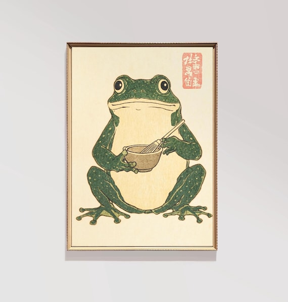 Japanese Wall Decor Inspired By Matsumoto Hoji Poster Vintage Frog Print Funny Animal Minimalist Art E803