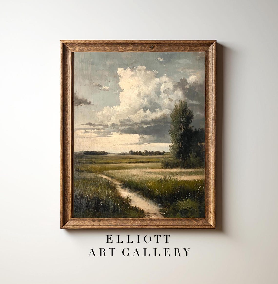 Country Field Path Dramatic Cloud Moody Vintage Landscape Poster