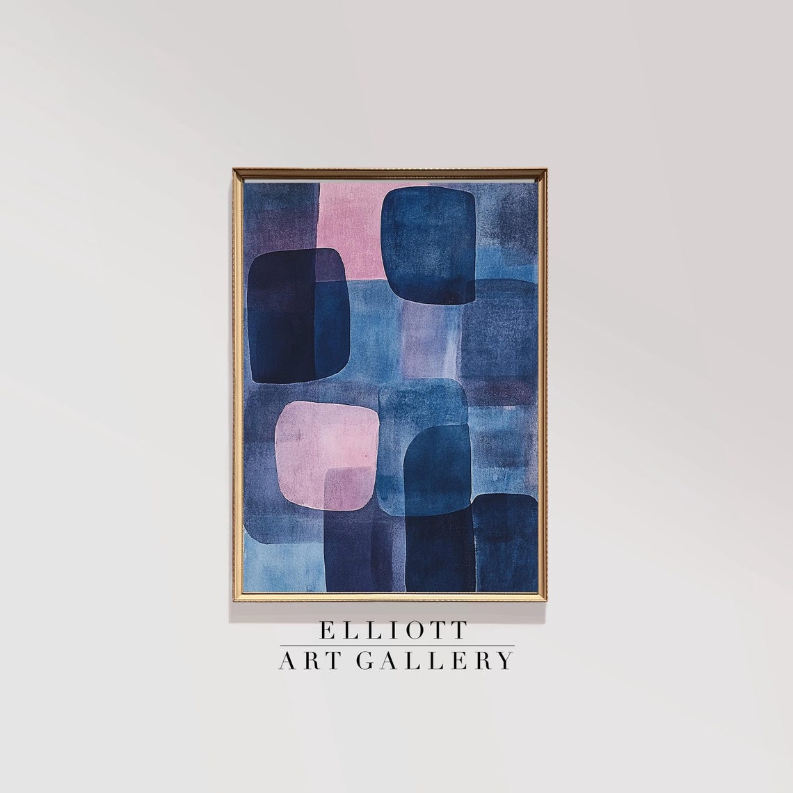 Blue Pink Abstract Watercolor Block Grid Modern Gallery Print