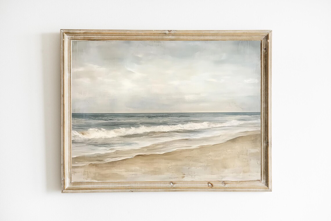 Abstract Seaside Art Print, Neutral Coastal Decor