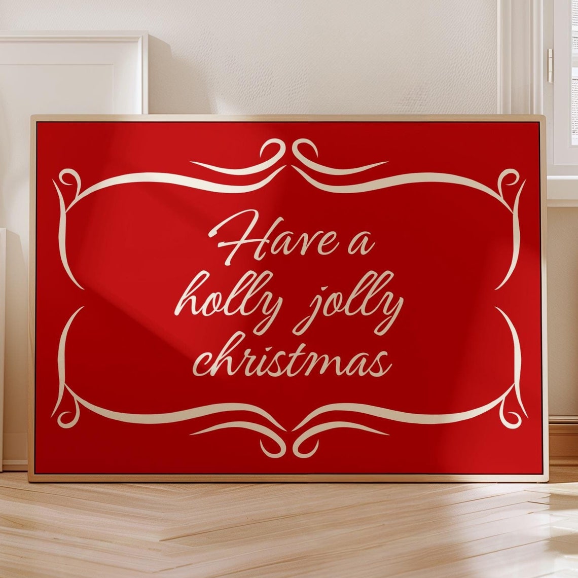 Have A Holly Jolly Christmas Red Script Festive Holiday Poster