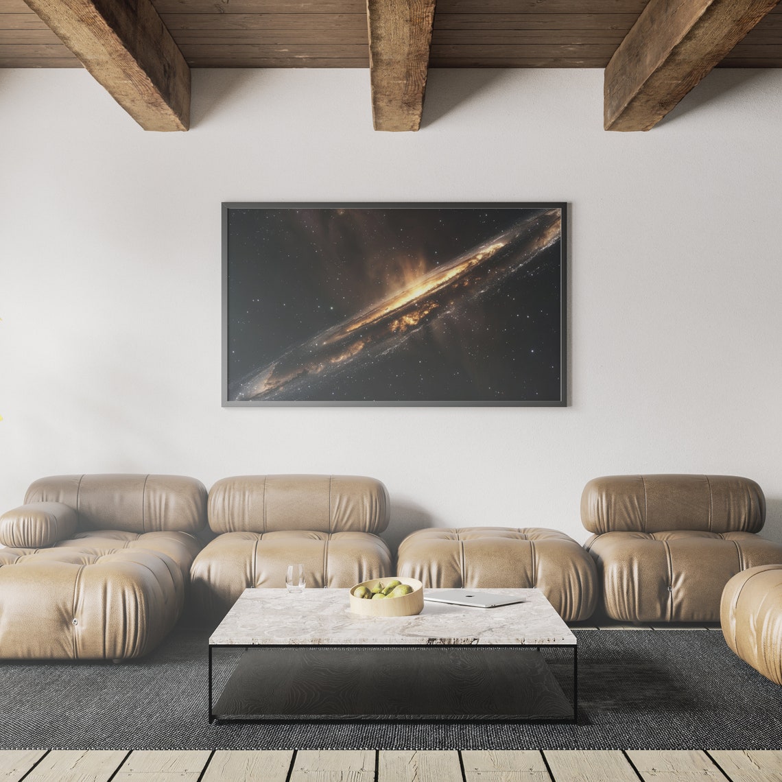 Radiant Golden Spiral Galaxy Deep Space Cosmos Astronomy Print - Image 2