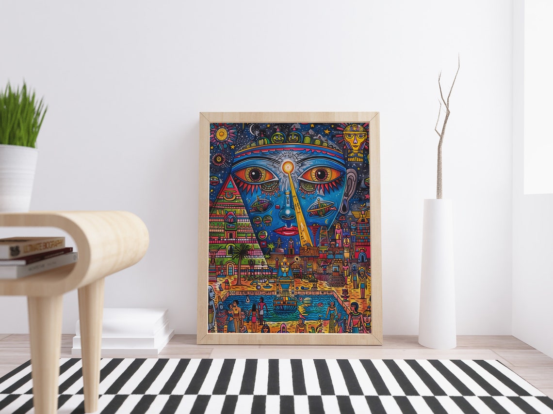 Ancient Egypt Maximalist Surreal Illustration Colorful Print - Image 2