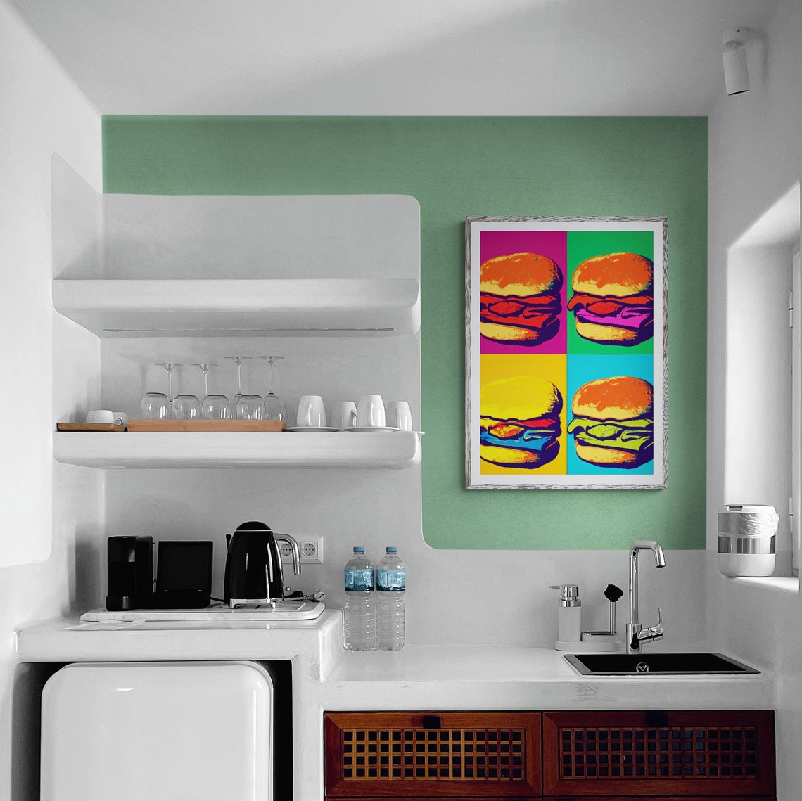 Four Panel Burger Pop Art Multicolor Screenprint Kitchen Poster - Image 3