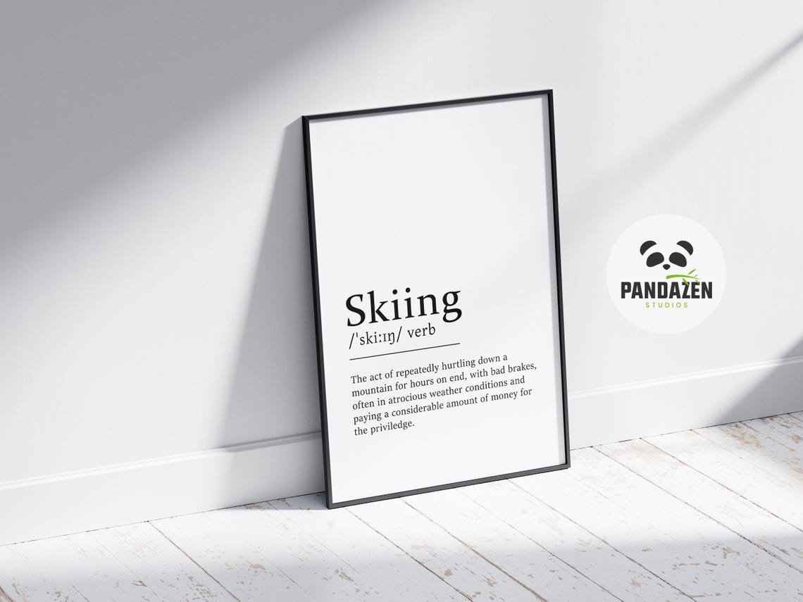Skiing Definition Hurtling Down Mountain Funny Winter Art Poster - Image 8