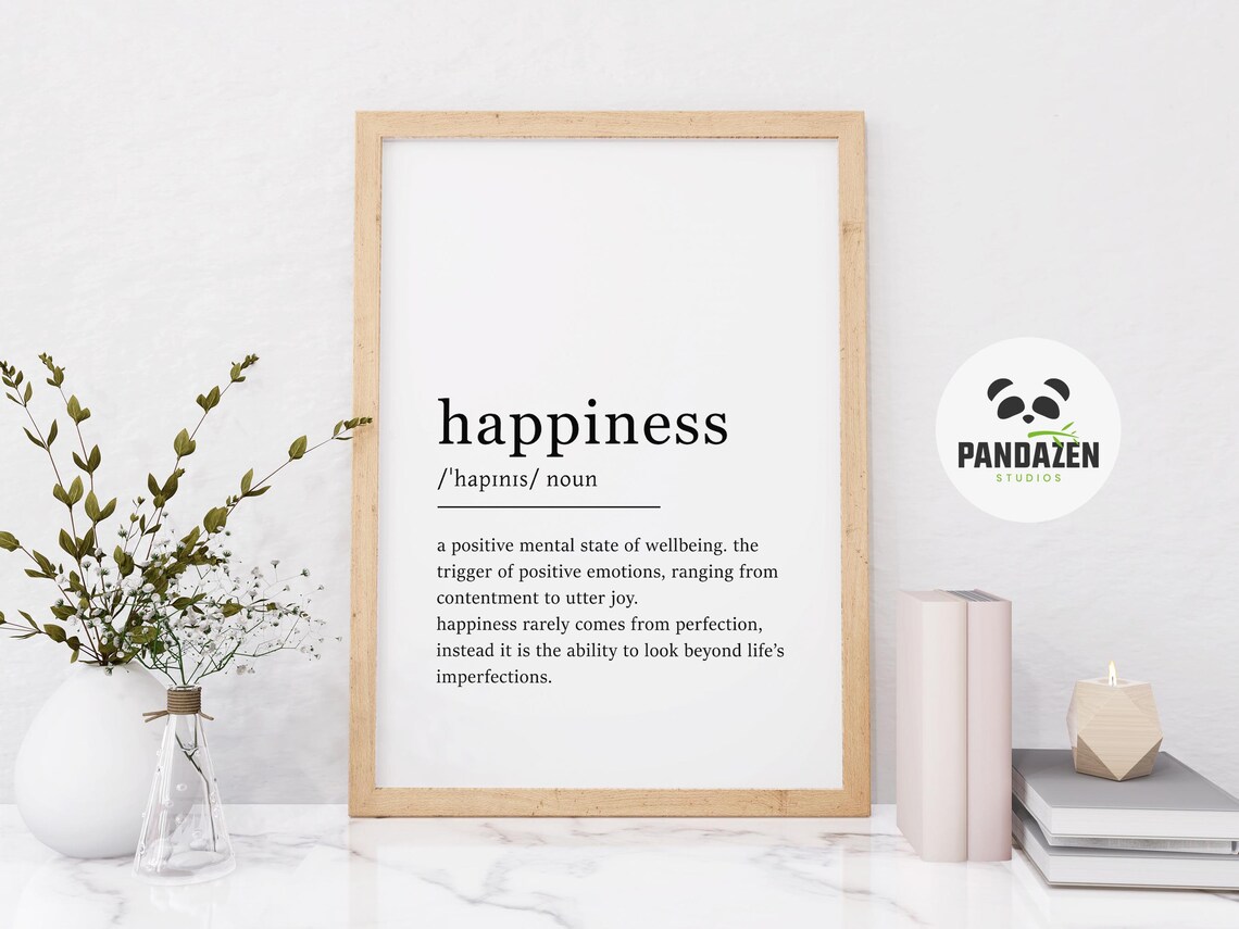 Happiness Definition Positive Mental State Wellbeing Quote Poster - Image 7
