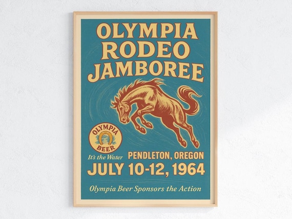 Olympia Rodeo Jamboree 1964 Vintage Bucking Horse Event Poster