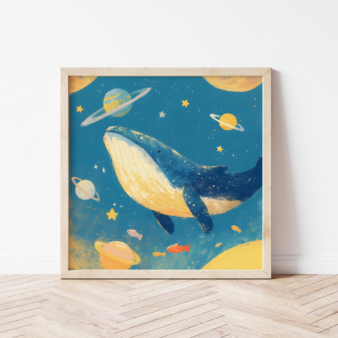 Roaming Whale Illustration, Gender-Neutral Art Print