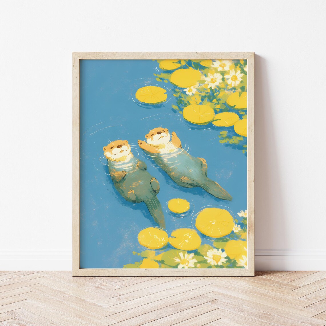 Cute Otter Swimming Illustration, Nursery Animal Art Print - Image 2