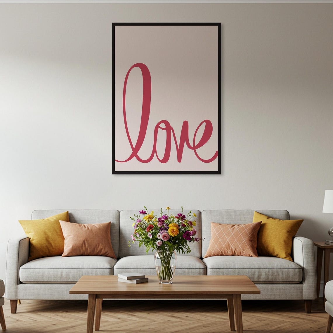 Love Script Minimalist Romantic Red Typography Heart Decor Poster - Image 2