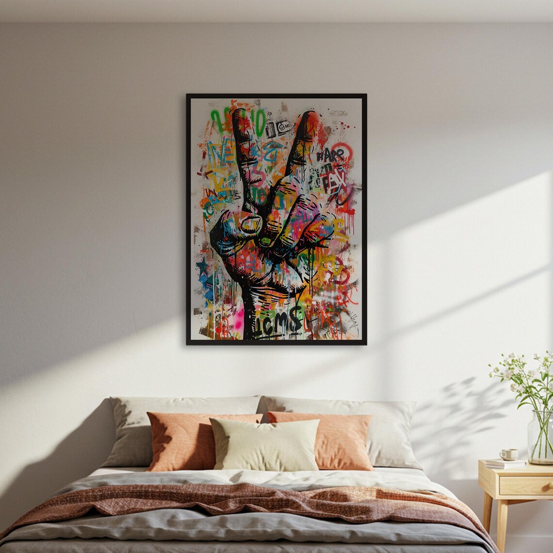Graffiti Peace Sign, Colorful Street Art Poster