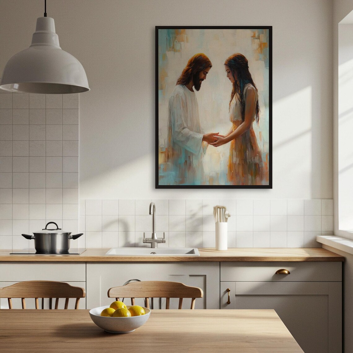 Jesus And Woman Holding Hands, Christian Faith Art Print - Image 3