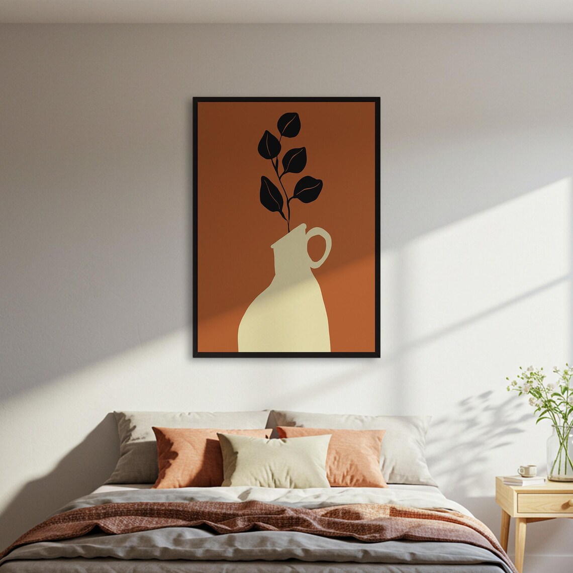 Abstract Vase And Botanical Poster, Minimalist Decor
