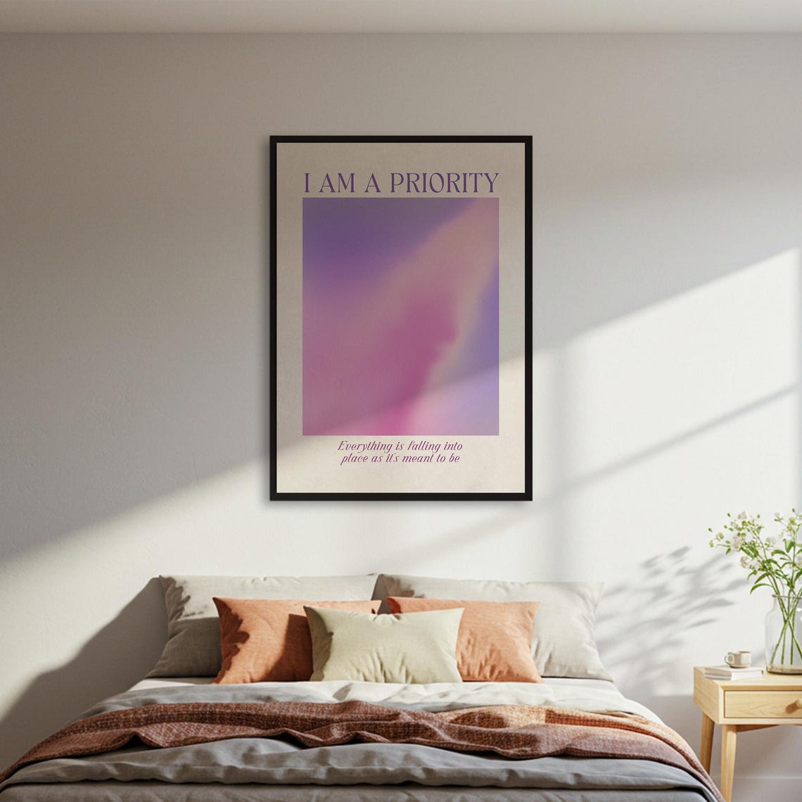 I Am A Priority Pink Purple Aura Affirmation Gradient Quote Poster