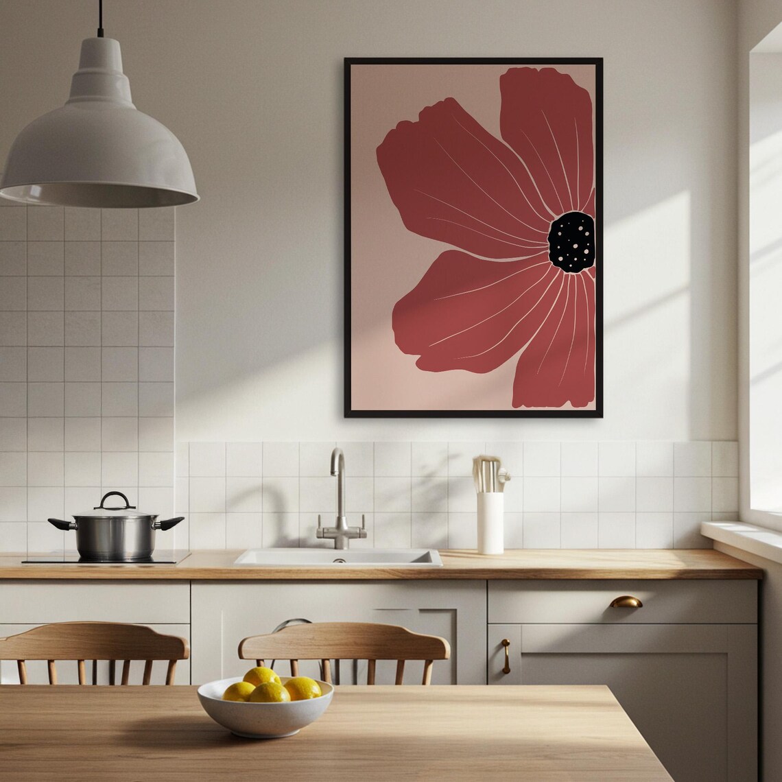 Abstract Red Flower, Modern Minimalist Art Print - Image 3