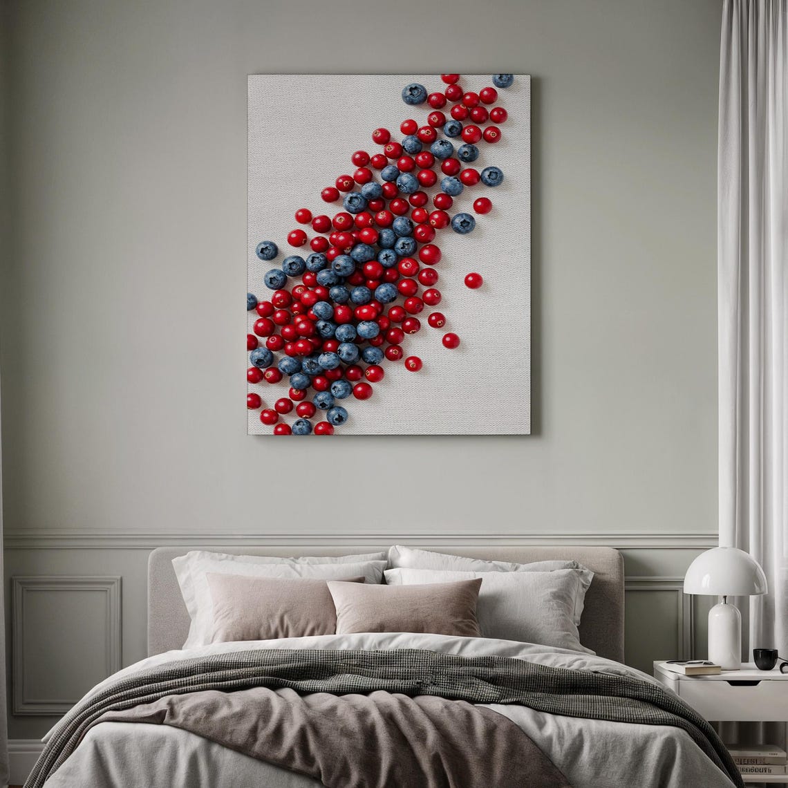 Scattered Blueberries and Red Currants Fresh Fruit Kitchen Art Poster