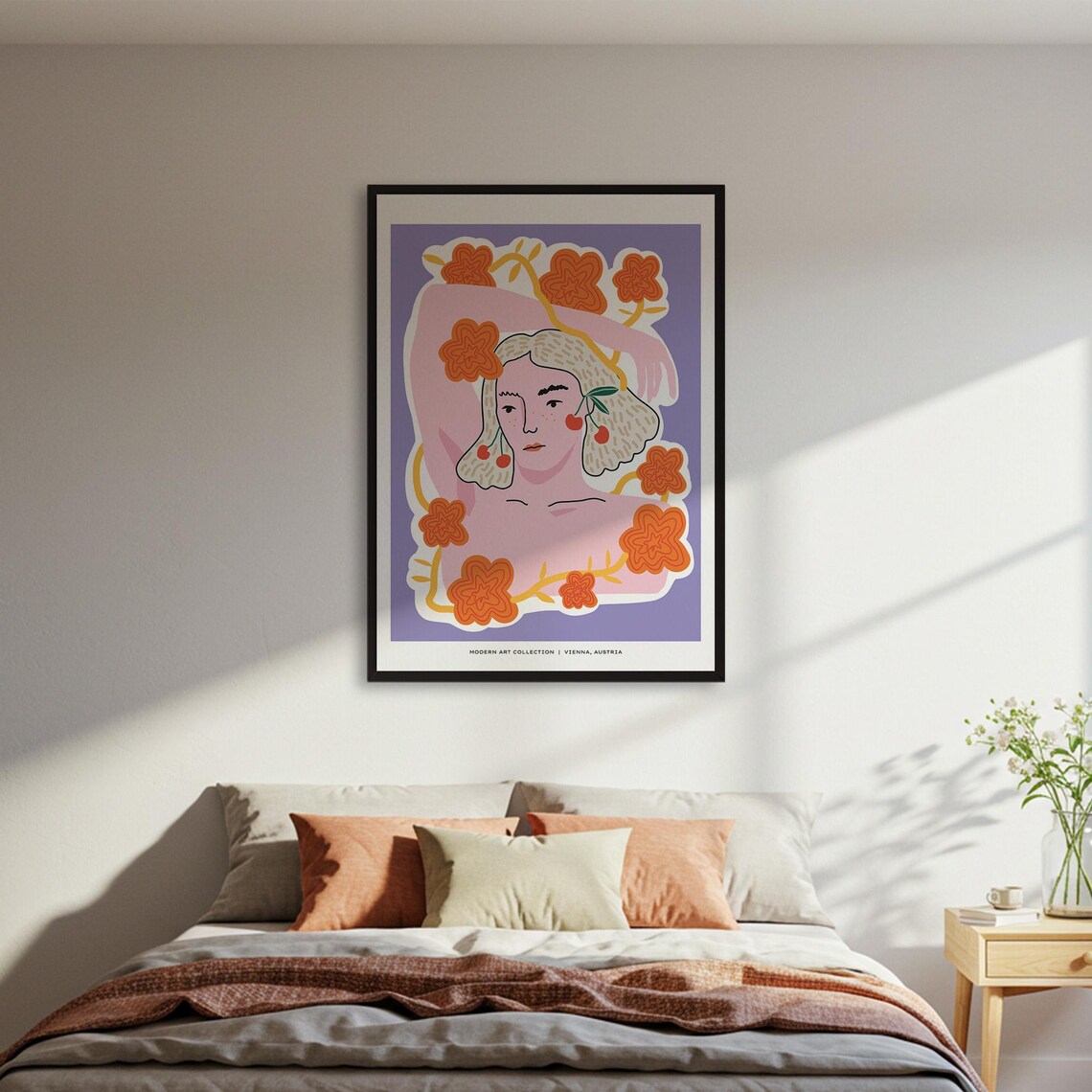 Colorful Pop Art Woman Cherry Earrings Vienna Austria Poster