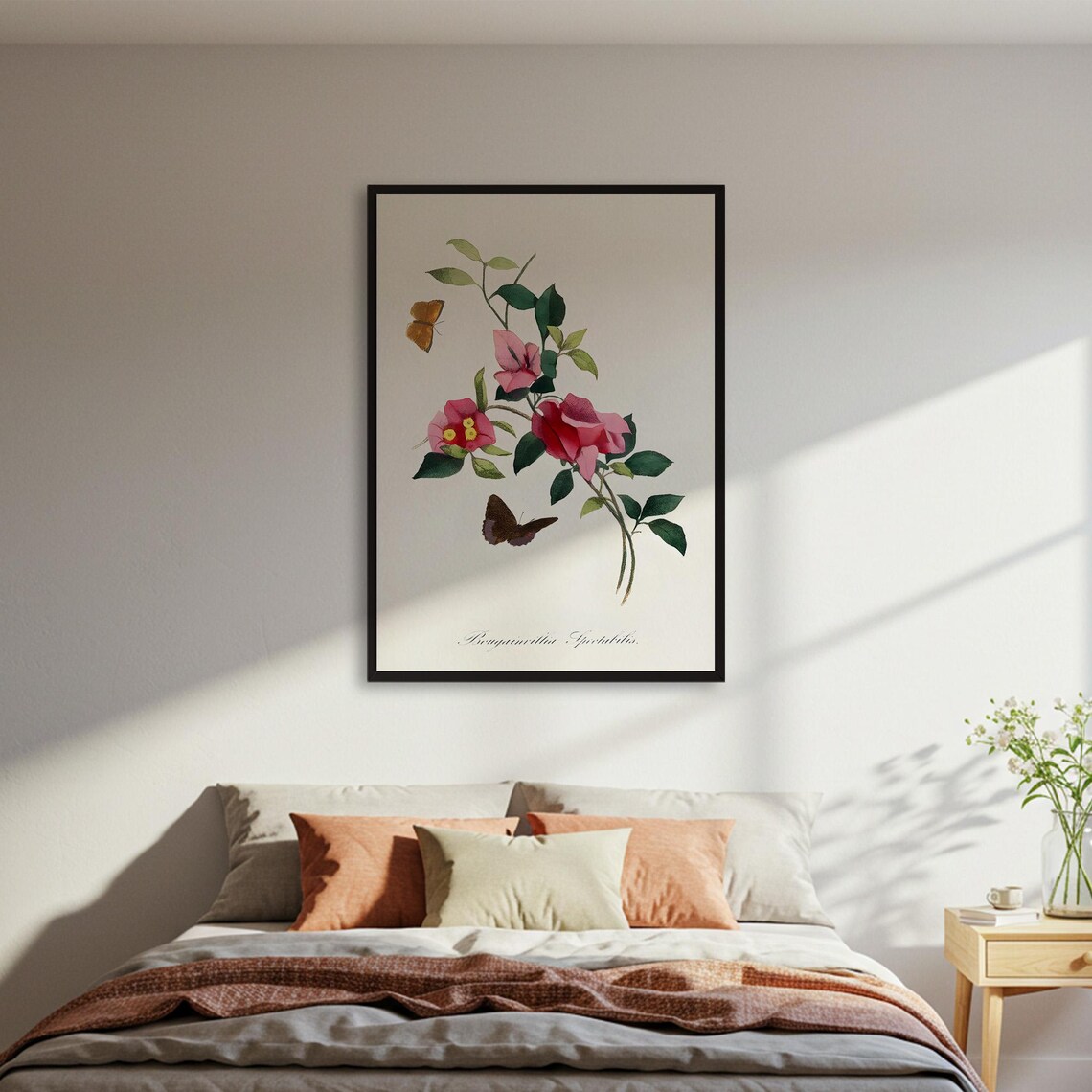 Bougainvillea Spectabilis Vintage Botanical Flower Art Poster