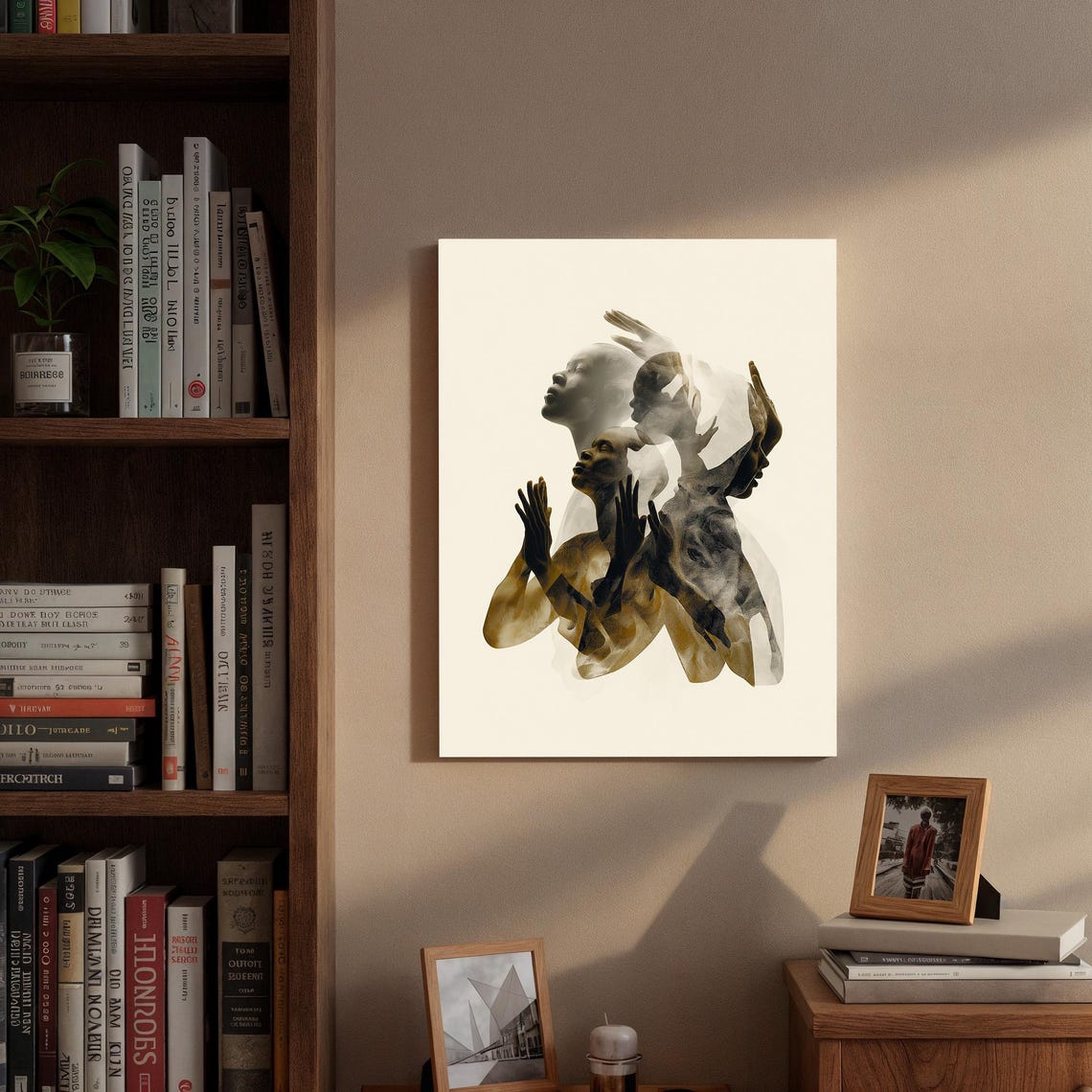 Sepia Abstract Figures Multiple Exposure Human Form Art Poster - Image 3