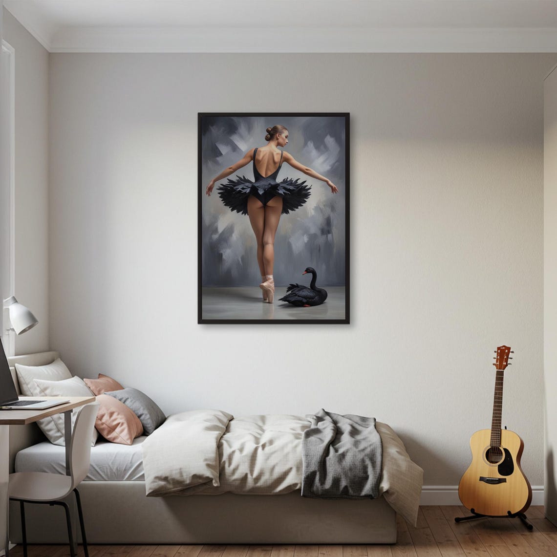 Black Swan Ballerina with Real Swan Dramatic Ballet Dance Poster - Image 2