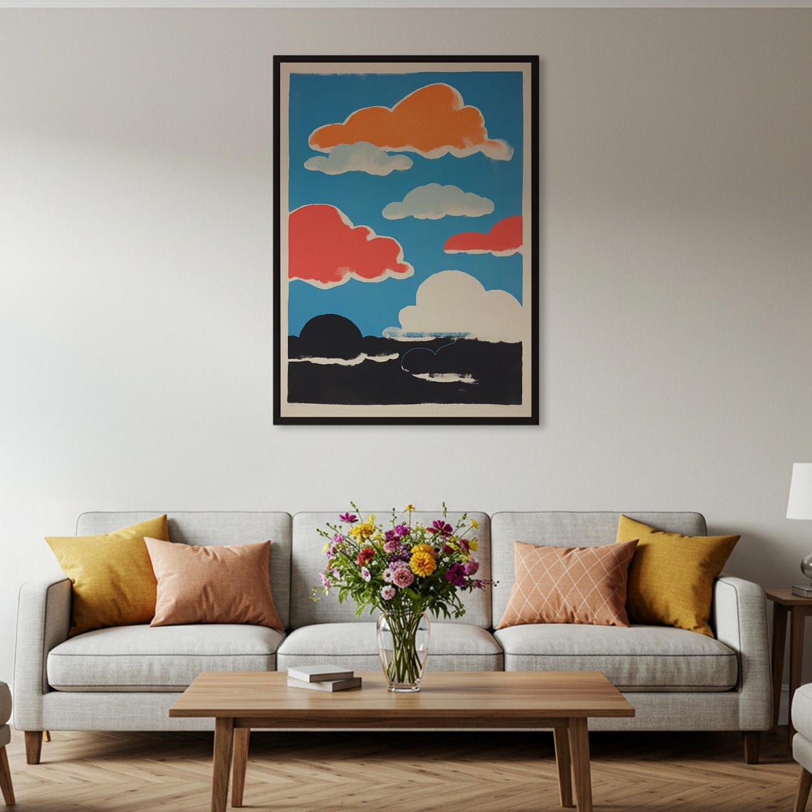 Graphic Clouds Bold Color Landscape Abstract Sky Modern Art Poster - Image 2