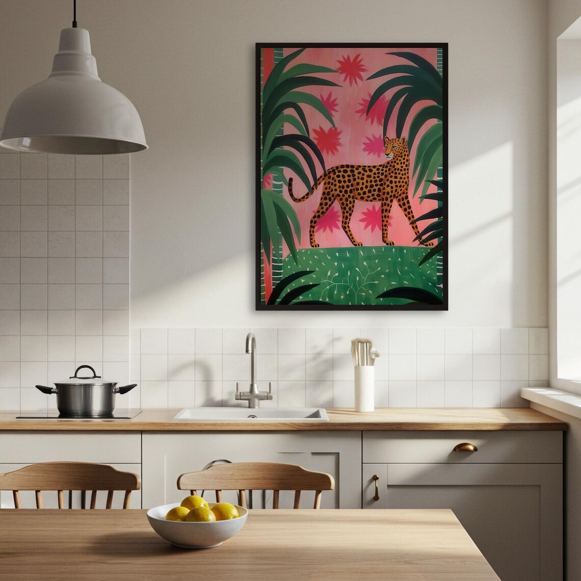Leopard Jungle Poster Print, Naive Folk Art Animal Decor - Image 3