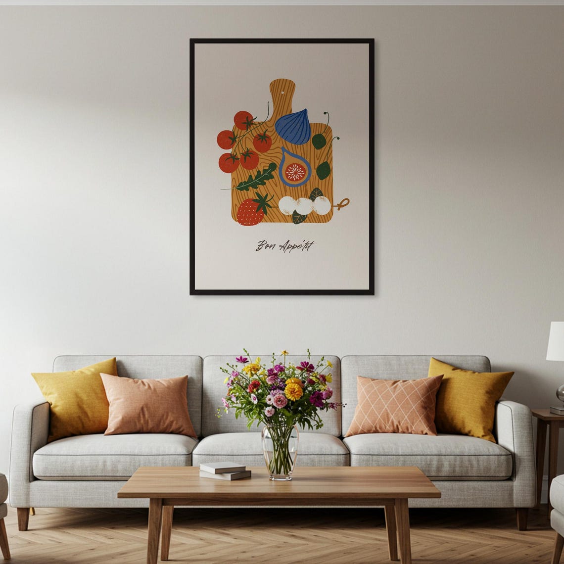 Bon Appetit Cutting Board Illustrated Kitchen Foodie Art Poster - Image 2
