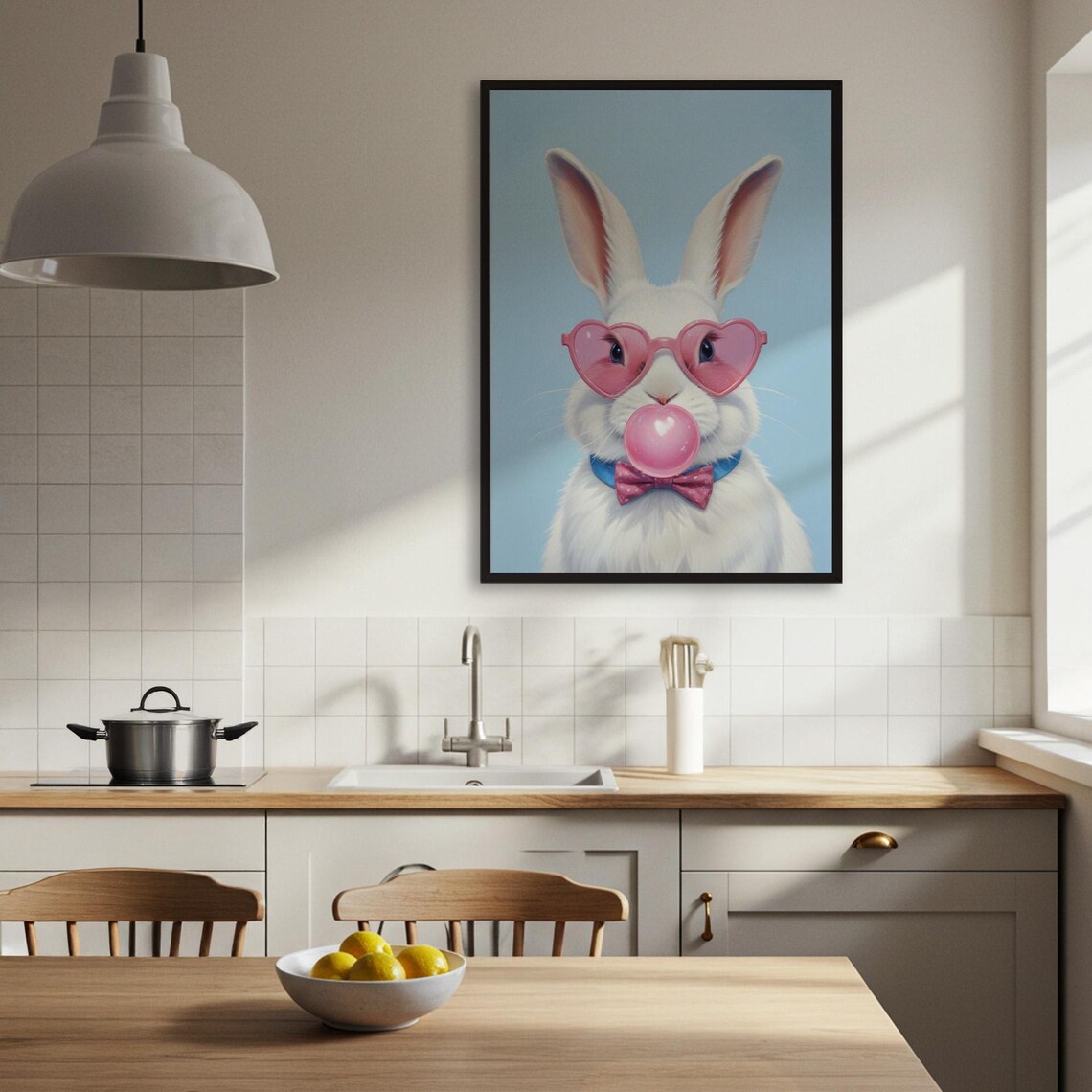 Cool Bunny Poster, Whimsical Nursery Animal Art - Image 3