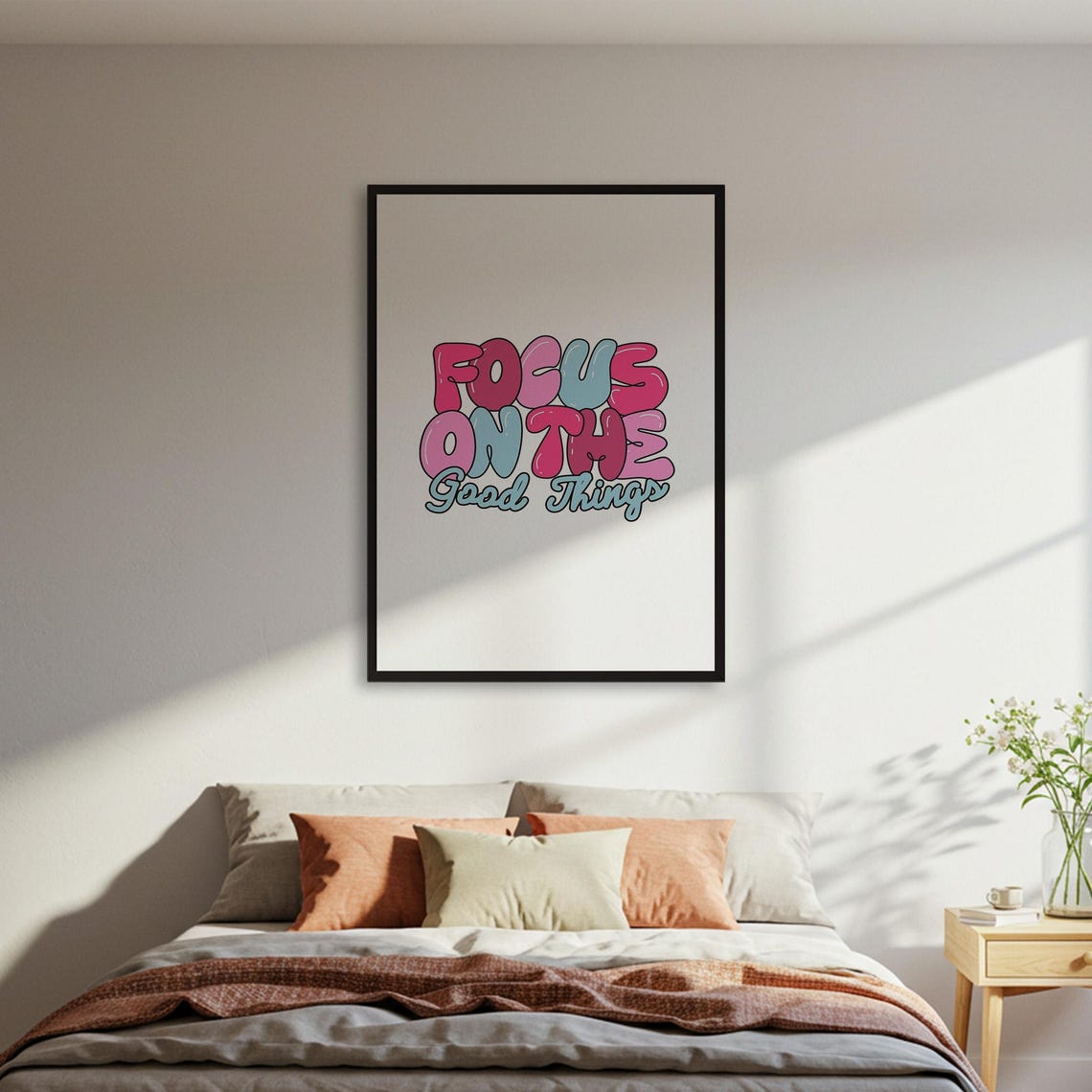 Focus on the Good Things Bubble Letters Positive Quote Poster