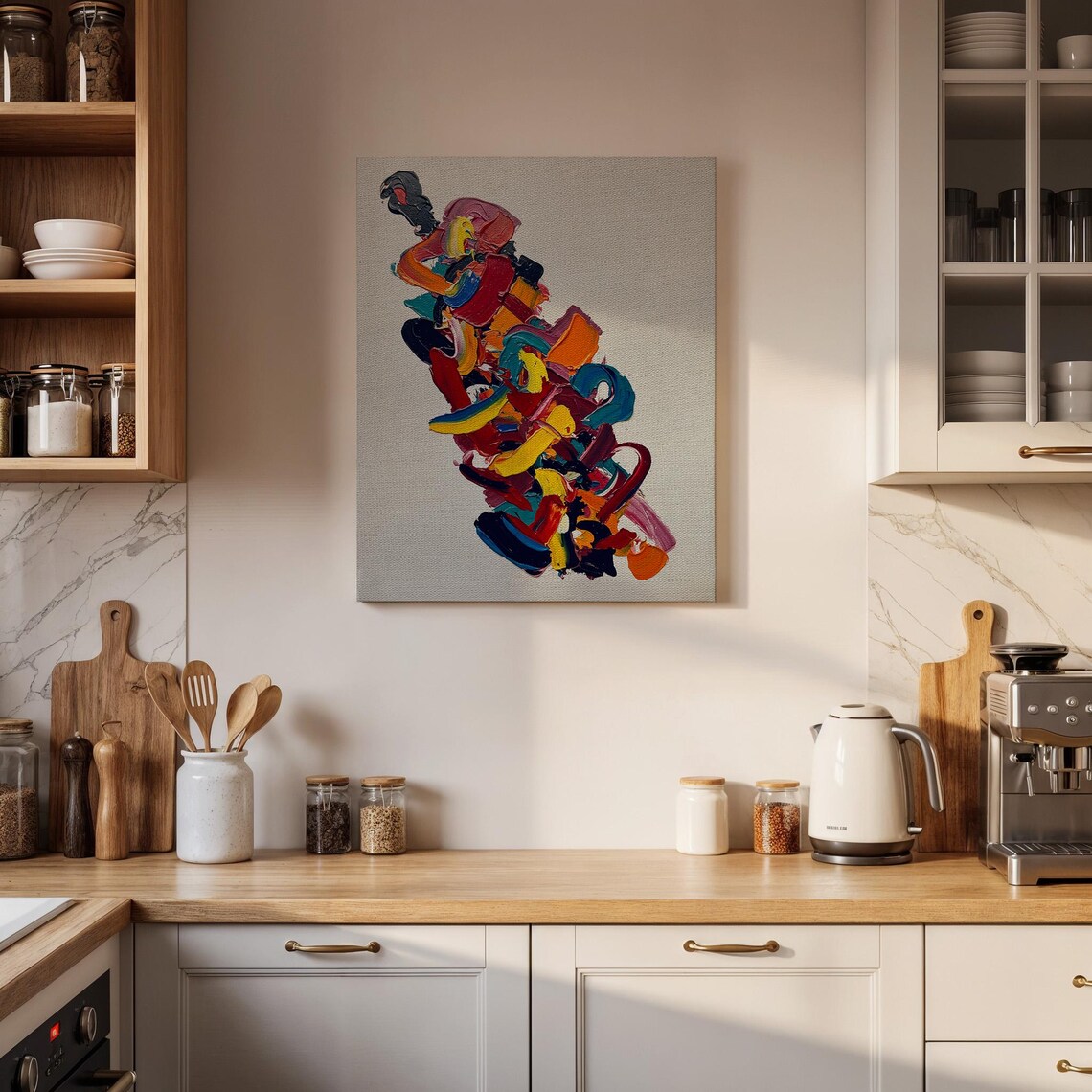 Colorful Gestural Brushstrokes in Red Orange and Blue Art Poster - Image 4