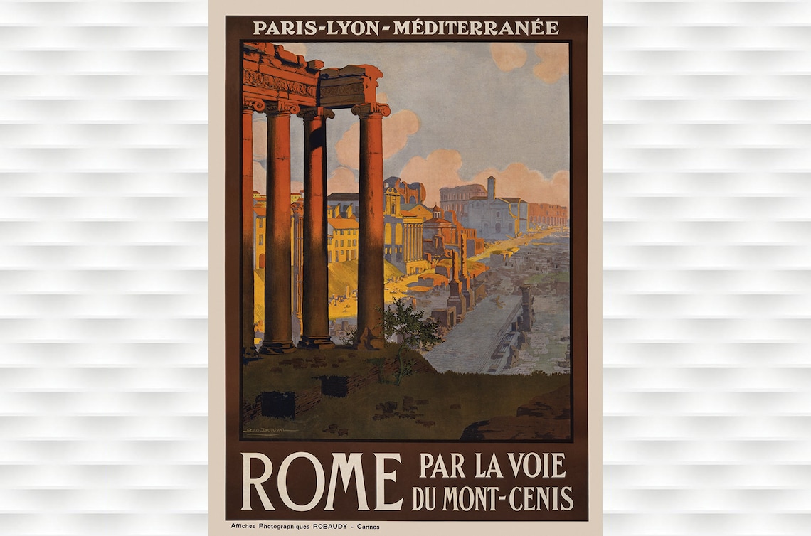 Rome Italy Roman Forum Ruins PLM Railway Vintage Travel Poster