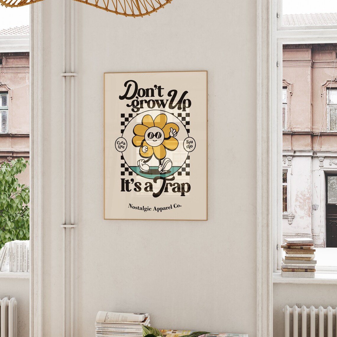 Don't Grow Up It's a Trap Funny Retro Daisy Mascot Quote Poster - Image 5