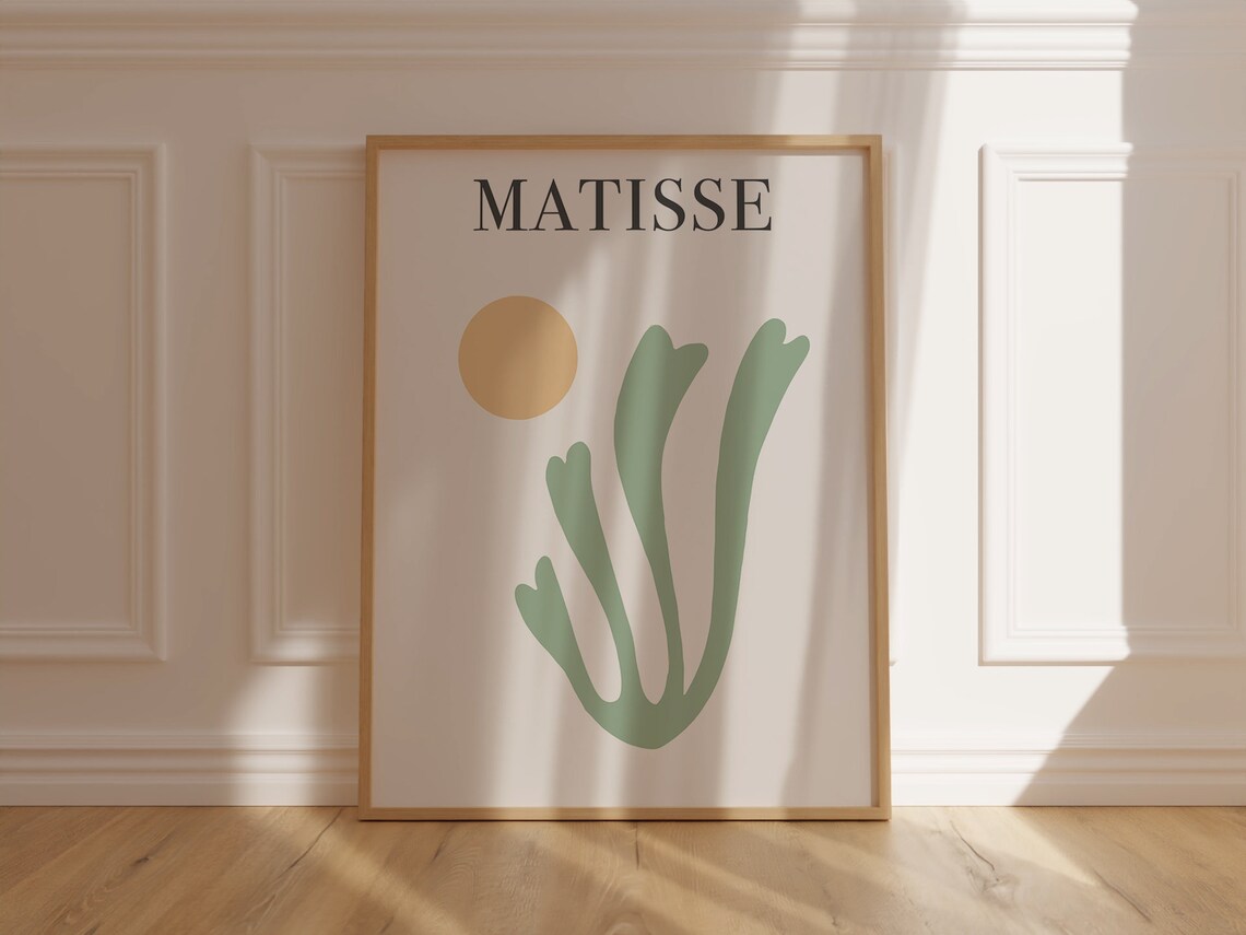Matisse Sage Green Cutout Golden Sun Botanical Modern Art Poster - Image 5