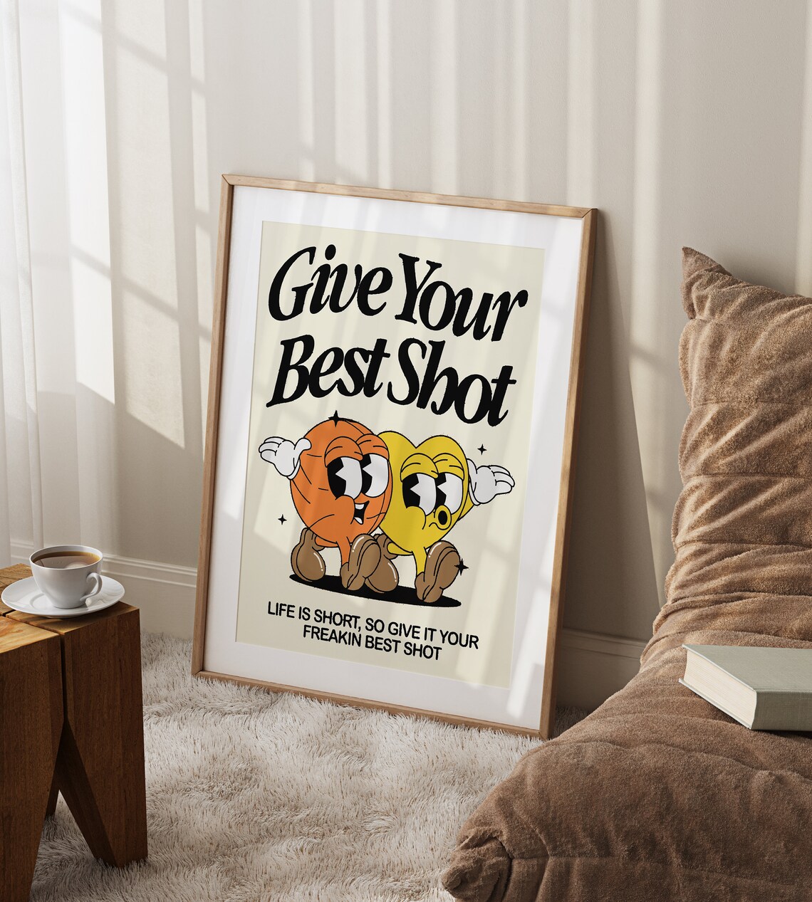 Give Your Best Shot Retro Cartoon Mascot Motivational Poster - Image 2