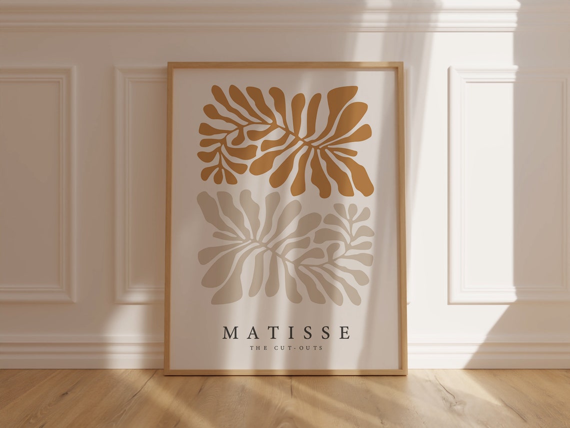 Matisse The Cut Outs Ochre Beige Leaf Duo Decorative Art Poster - Image 4