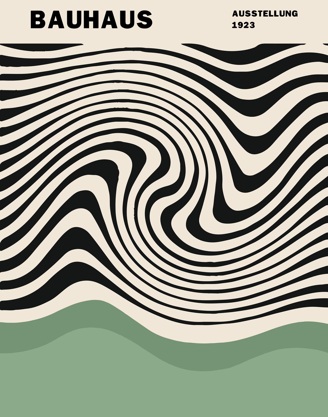 Bauhaus 1923 Wavy Black Optical Lines Exhibition Gallery Art Poster - Image 4