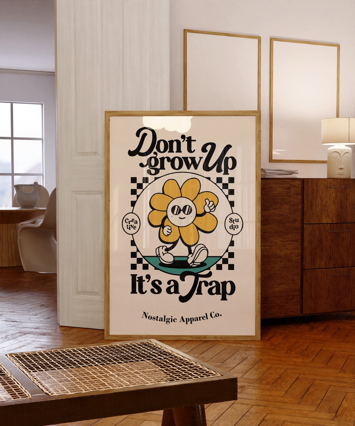 Don't Grow Up It's a Trap Funny Retro Daisy Mascot Quote Poster