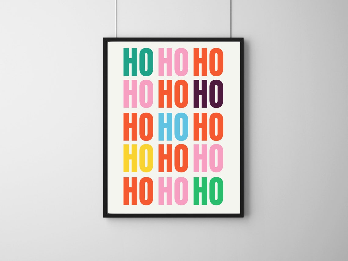Ho Ho Ho Colorful Grid Typography Christmas Holiday Quote Poster - Image 3