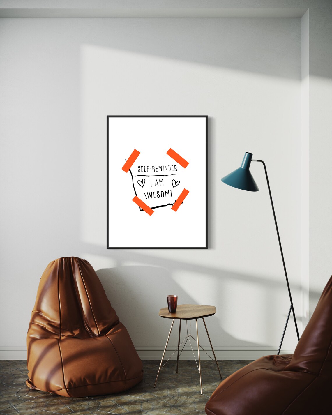 Self Reminder I Am Awesome Sticky Note Orange Tape Positive Quote Poster - Image 2