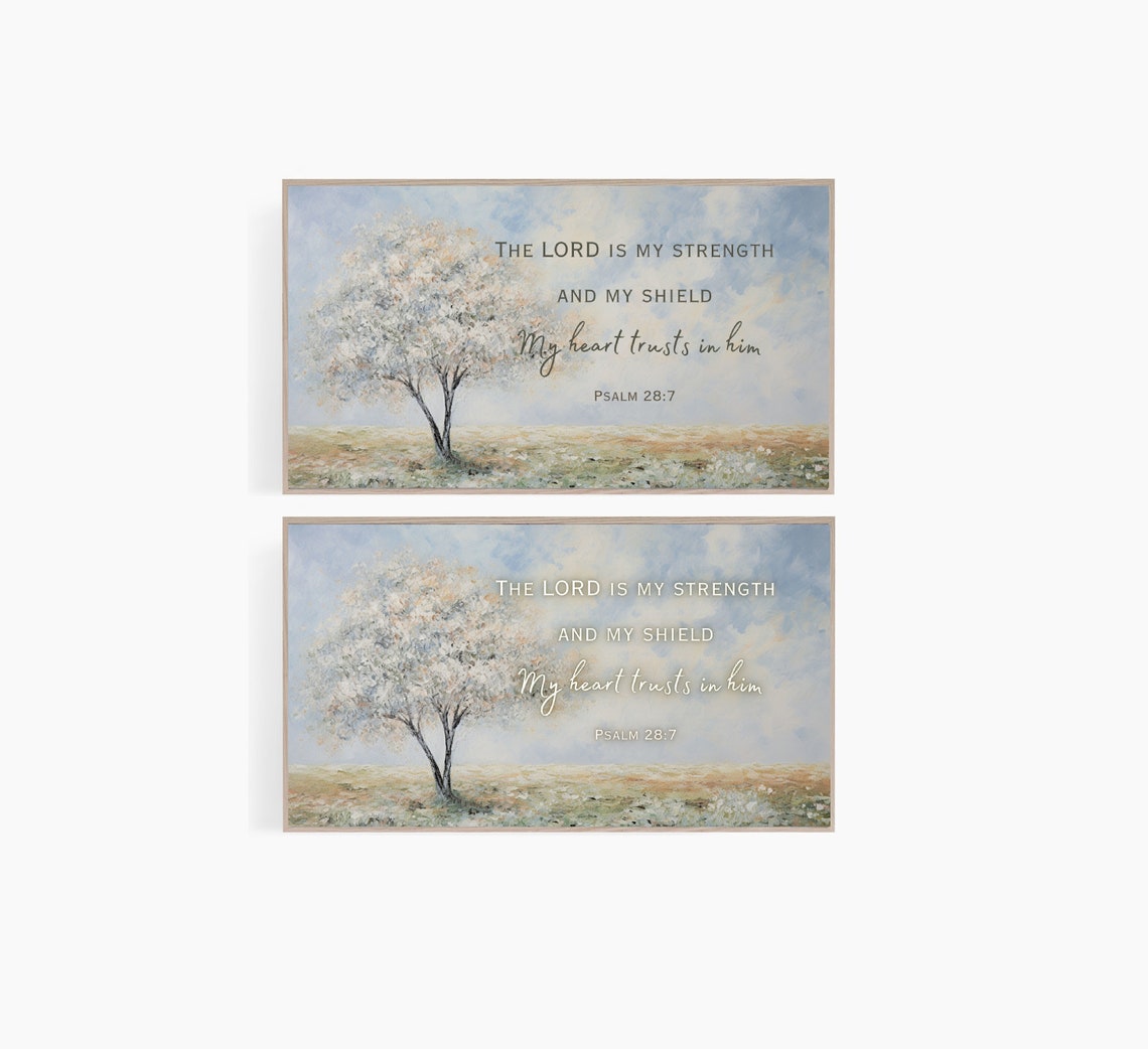 Psalm 28 7 The Lord Is My Strength Blossom Tree Scripture Poster - Image 6