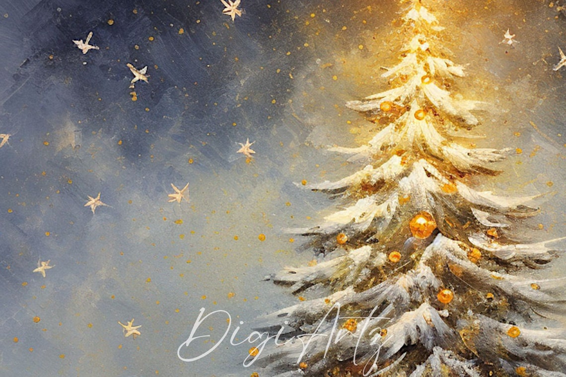 Radiant Christmas Tree Glowing Beneath A Starry Night Sky Poster - Image 6