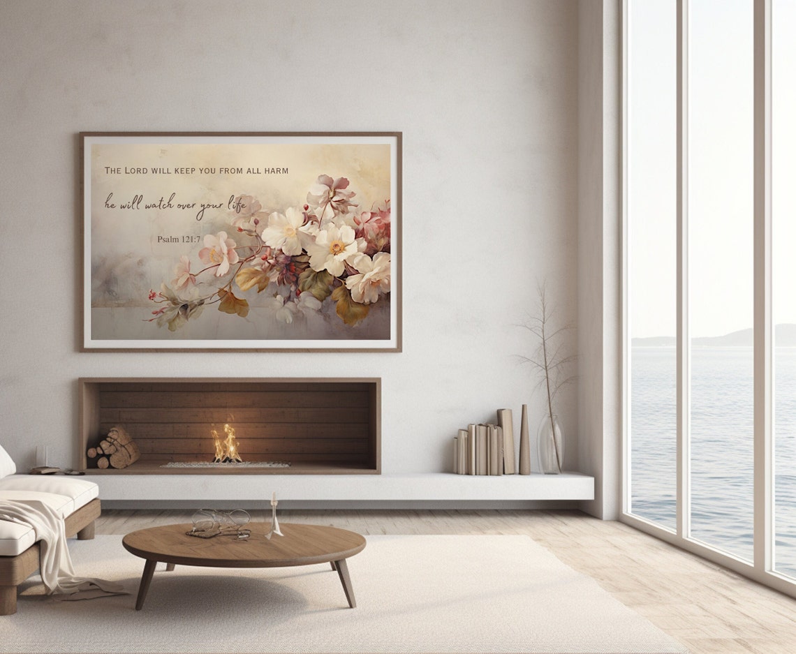 Psalm 121 Watch Over Your Life Floral Scripture Christian Poster - Image 2